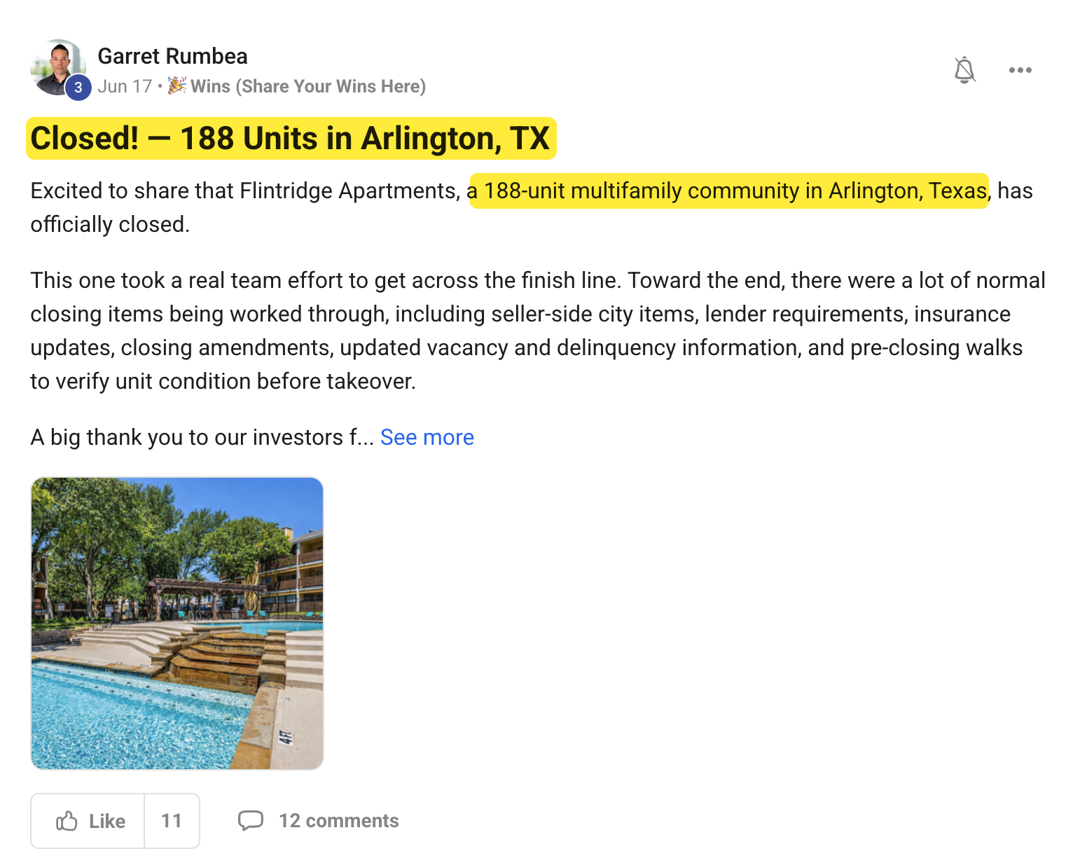 Garret Rumbea’s 188-unit acquisition